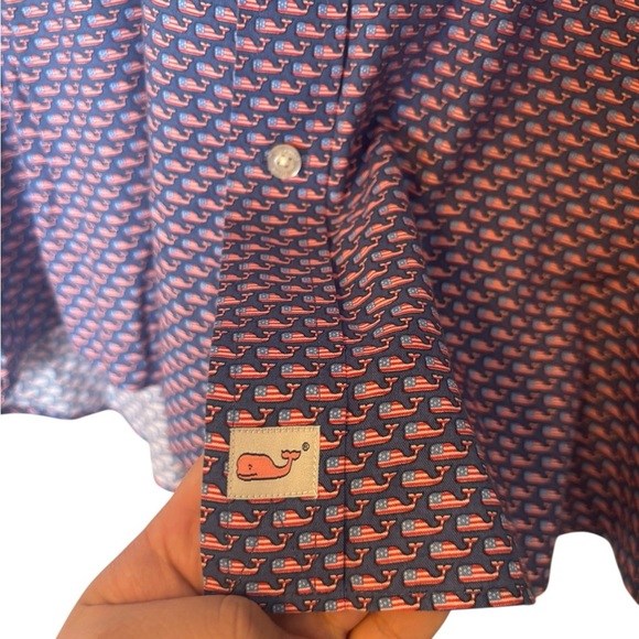 Vineyard Vines Men's Slim Fit Murray American Whale Patterned Shirt Size XXL - Picture 2 of 4